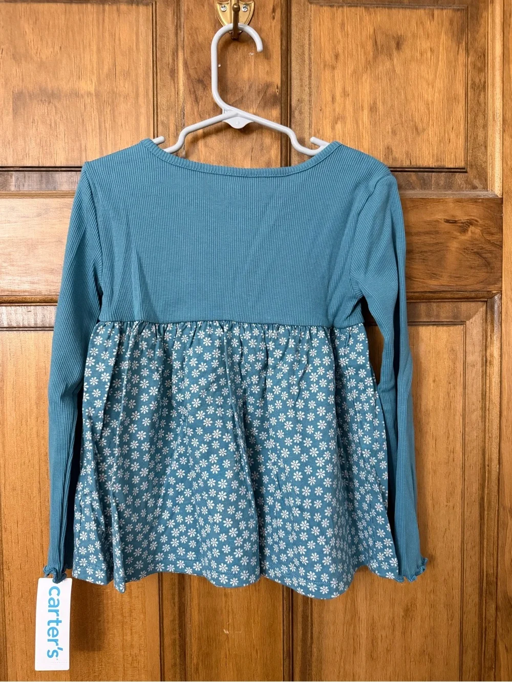 Carter's Teal Long Sleeve Floral Peplum Top